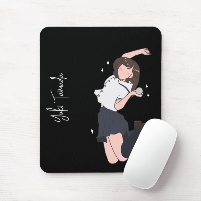 Kawai Jumping Girl Customizable Mousepad (Mit Mouse)