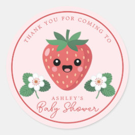 Kawai Strawberry Baby Shower Thank You Runder Aufkleber