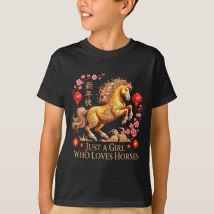 Kawaii 2026 Einfach Mädchen Das Pferde Liebt Zodia T-Shirt
