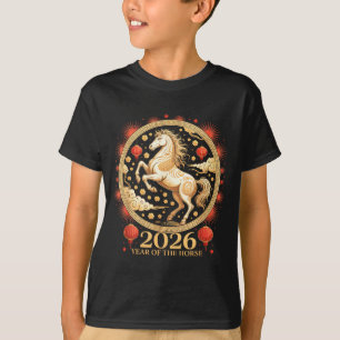 Kawaii 2026 Jahr des Pferdes Lunar Girl Zodiac Ch T-Shirt