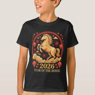 Kawaii 2026 Jahr des Pferdes Sternzeichen Cowgirl T-Shirt