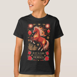 Kawaii 2026 Jahr des Pferdes Zodiac Cowgirl Fortu T-Shirt