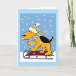 Kawaii Airedale Terrier Hund auf Feiertagskarte