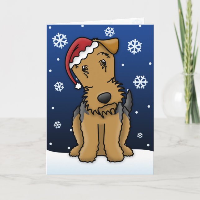 Kawaii Airedale Terrier Weihnachtskarte Feiertagskarte (Vorderseite)