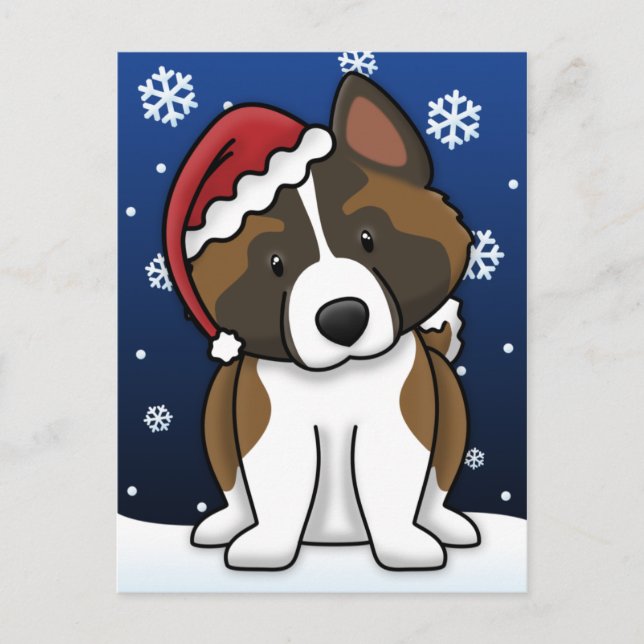 Kawaii Akita Christmas Postcard Feiertagspostkarte (Vorderseite)