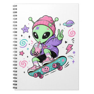 Kawaii-Alien-Skater-Bubble-Tea-Design Notizblock