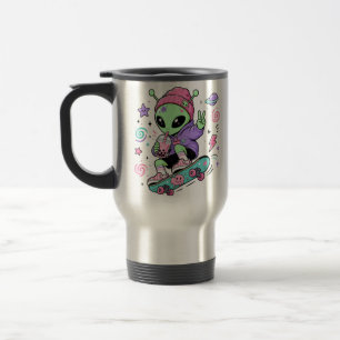 Kawaii-Alien-Skater-Bubble-Tea-Design Reisebecher