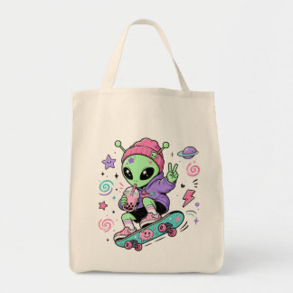 Kawaii-Alien-Skater-Bubble-Tea-Design Tragetasche