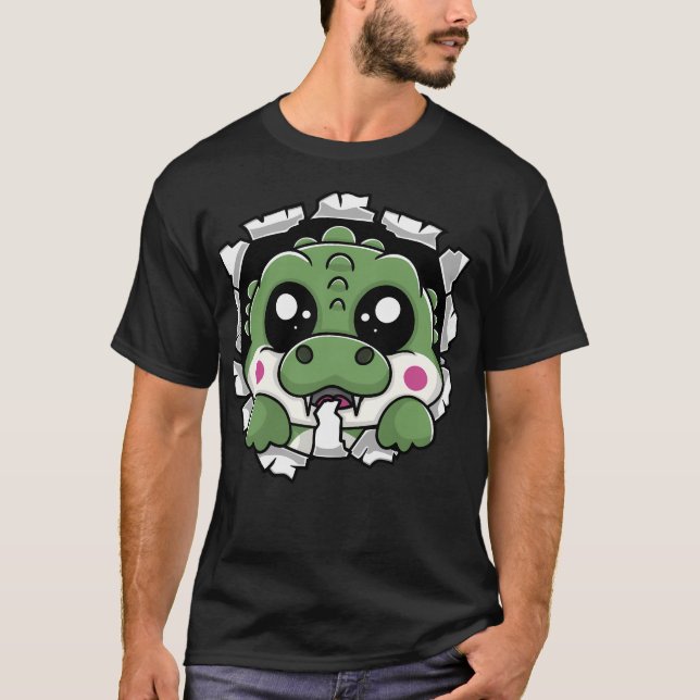 Kawaii Alligator durchkauen T-Shirt (Vorderseite)