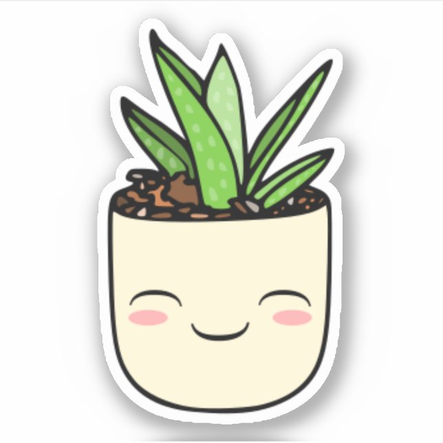 Kawaii Aloe Cartoon Sticker (Vorderseite)