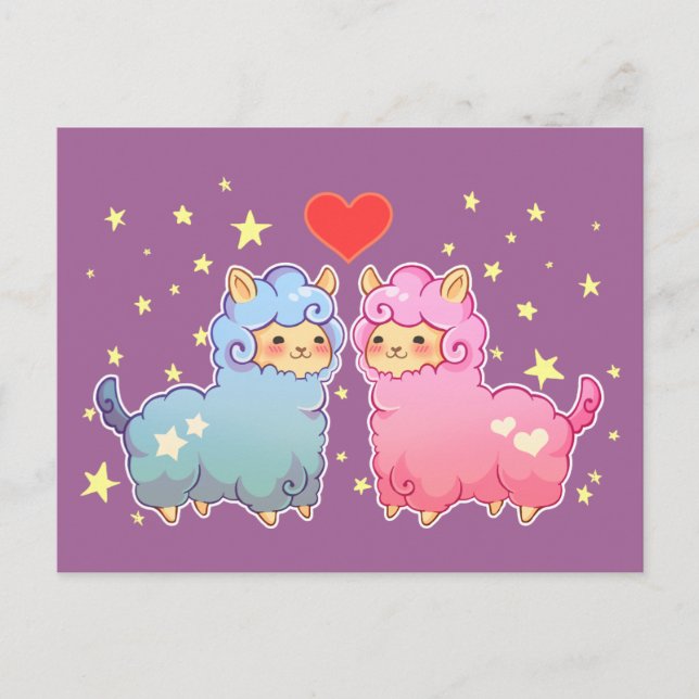 Kawaii Alpaca Freunde Postkarte (Vorderseite)