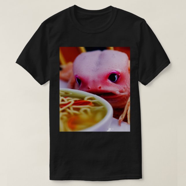 Kawaii Angry Axolotl Eating Ramen Noodles Girls T-Shirt (Design vorne)