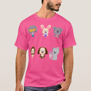 Kawaii Animal Boba Tea Niedlicher Elephant Rabbit  T-Shirt