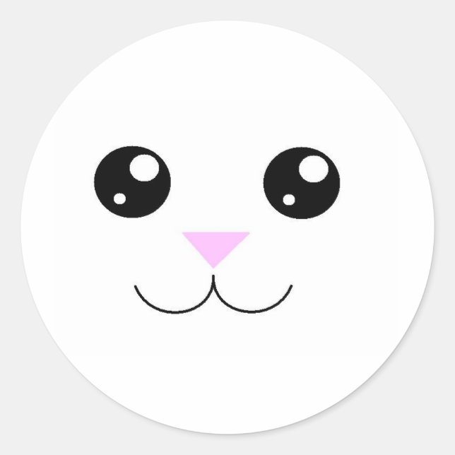Kawaii Animal Face Runder Aufkleber (Vorderseite)
