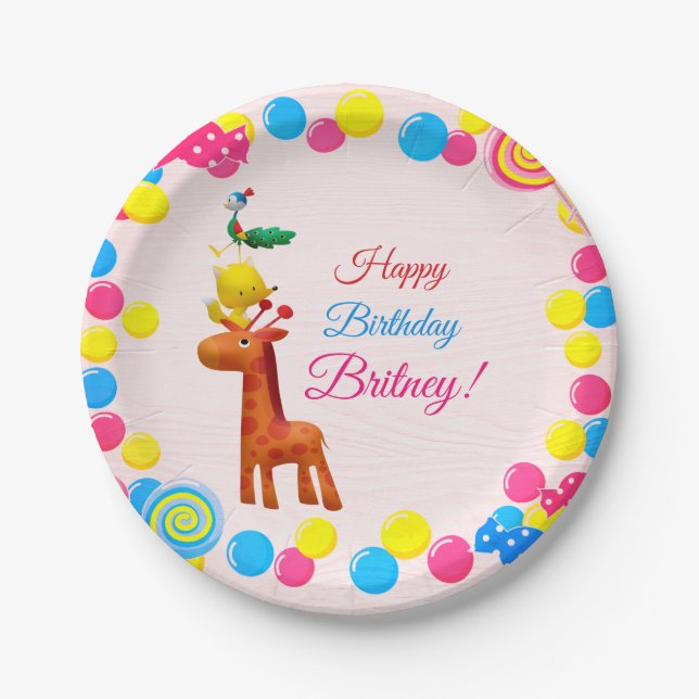 Kawaii Animal Tower Birthday Paper Teller (Vorderseite)