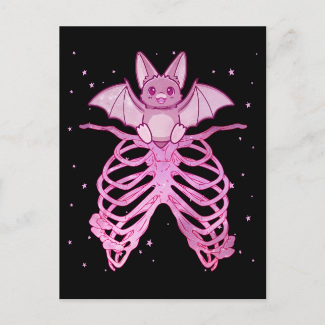 Kawaii Anime Animal Pastel Goth Bat Postkarte (Vorderseite)