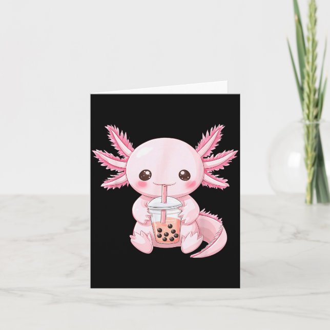 Kawaii Anime Axolotl Boba  Karte (Vorderseite)