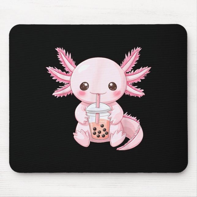 Kawaii Anime Axolotl Boba  Mousepad (Vorne)