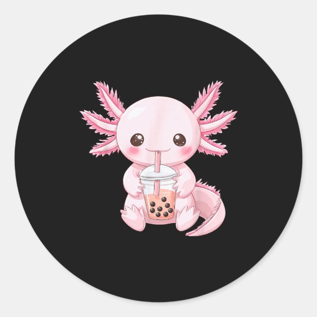 Kawaii Anime Axolotl Boba  Runder Aufkleber (Vorderseite)