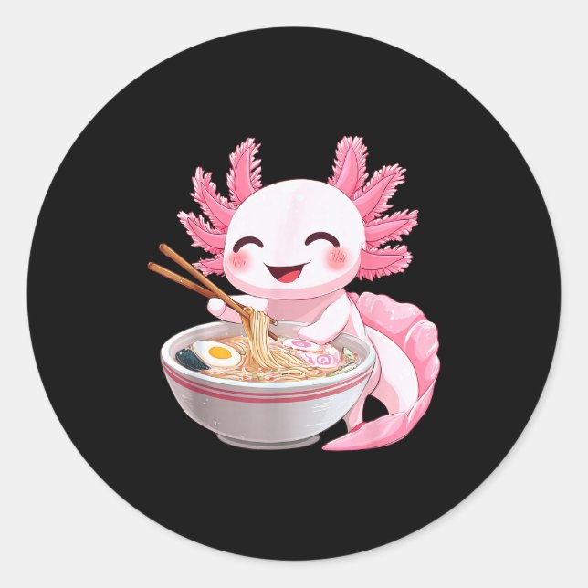 Kawaii Anime Axolotl Ramen  Runder Aufkleber (Vorderseite)