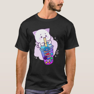 Kawaii Anime Boba Galaxy Cat Planet Tee Niedliche 