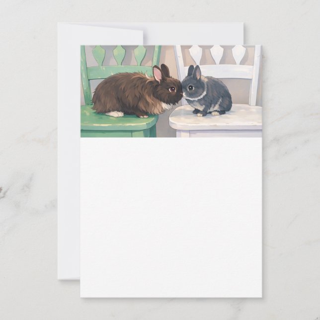 Kawaii Anime Bunnies on Chairs Party Invitation Einladung (Vorderseite)