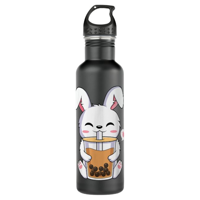 Kawaii Anime Bunny Drink Boba Bubble Tea Rabbit Edelstahlflasche (Vorderseite)