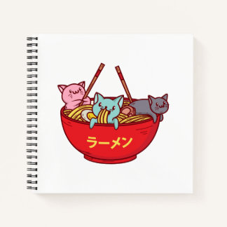 Kawaii Anime Cat Funny Adorable Japanisch Ramen Notizbuch