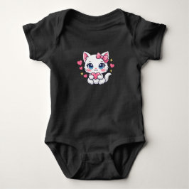 Kawaii Anime Cat Holding Heart Baby Strampler