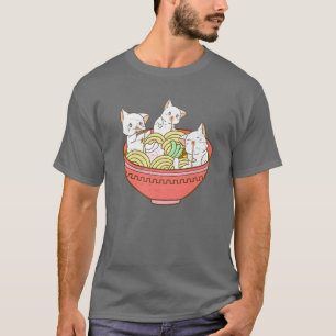 Kawaii Anime Cat Japanese Ramen Noodles - Kitten V T-Shirt