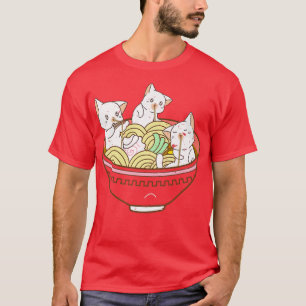 Kawaii Anime Cat Japanese Ramen Noodles T-Shirt