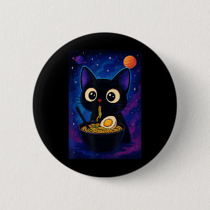 Kawaii Anime Cat Ramen Graphic Funny Men Button