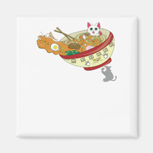 Kawaii Anime Cat Shirt Japanisch Ramen Noodles Ges Magnet