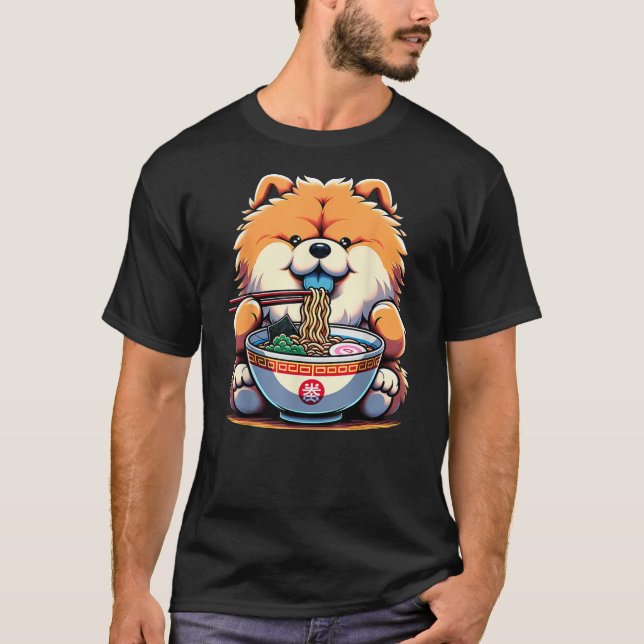 Kawaii Anime Chow Chow Dog Ramen T-Shirt (Vorderseite)