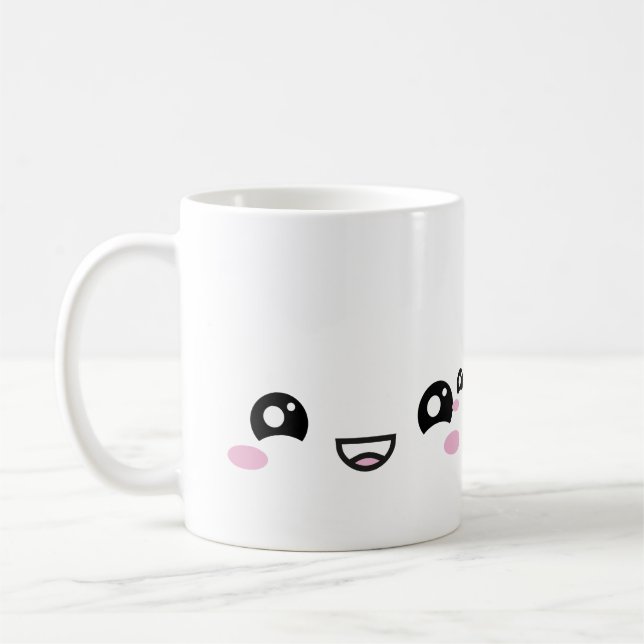 Kawaii Anime Faces Mug – Cute & Expressive Charact Kaffeetasse (Links)
