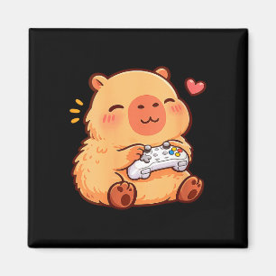 Kawaii-Anime-Frauen-Capybara beim Videospielen Magnet