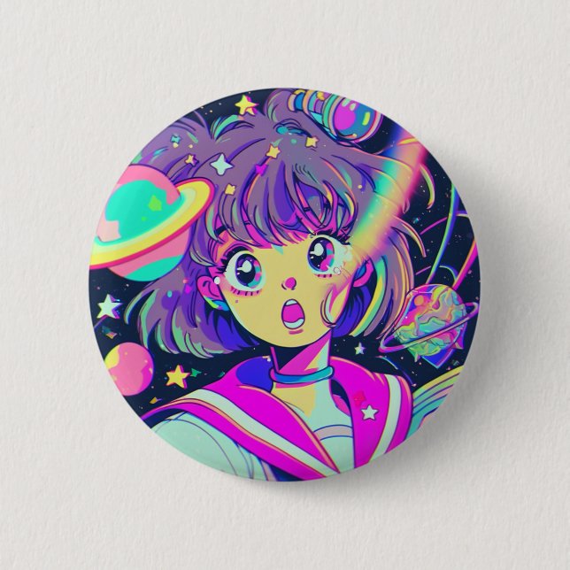 Kawaii Anime Girl Button (Vorderseite)