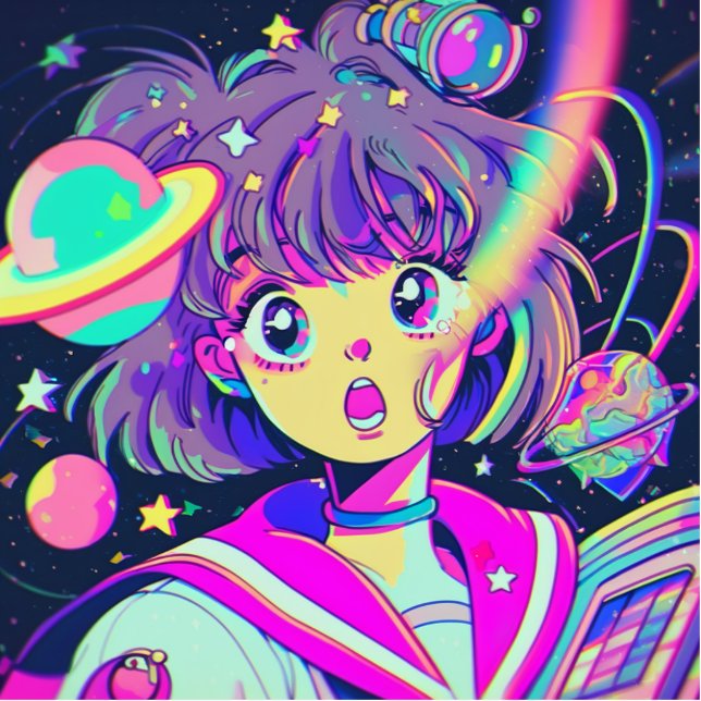 Kawaii Anime Girl Cutout Freistehende Fotoskulptur (Vorne)