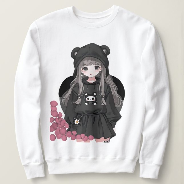 Kawaii Anime Girl Hoodie Aesthetic Sweatshirt (Design vorne)