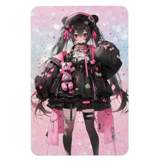Kawaii Anime Girl in Rosa und Schwarz Magnet