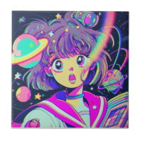 Kawaii Anime Girl Keramik Tile