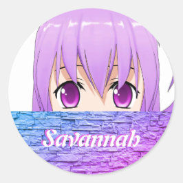 Kawaii Anime Girl niedlicher süßrosa Name Runder Aufkleber