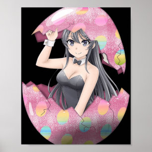 Kawaii Anime Girl Oster Bunny Egg Niedlich Waifu E Poster