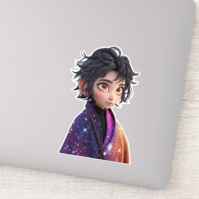 Kawaii Anime Girl Sticker | Niedliche Galaxie (Detail)