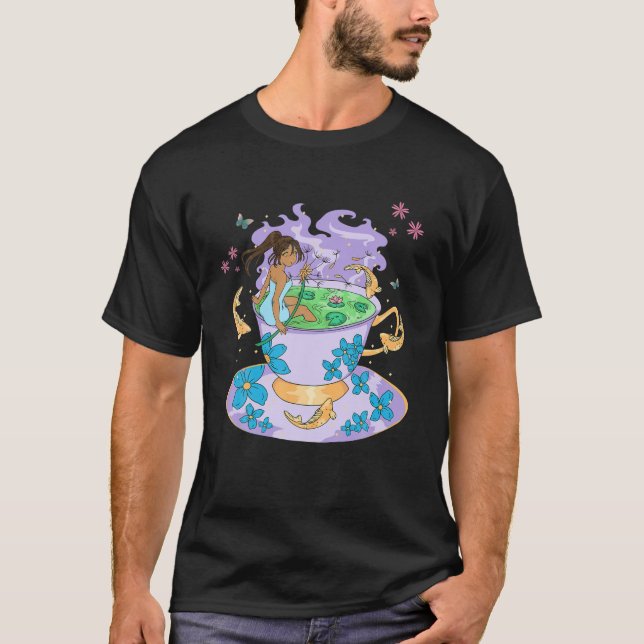 Kawaii Anime Girl Teacup Japanischer Kernest Aest T-Shirt (Vorderseite)