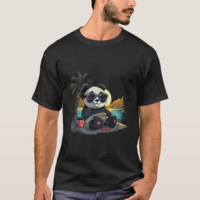 Kawaii Anime Japanese Panda Beach Summertime T-Shirt (Vorderseite)
