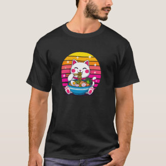 Kawaii Anime Katze Ramen Retro Japanische Nudeln S T-Shirt