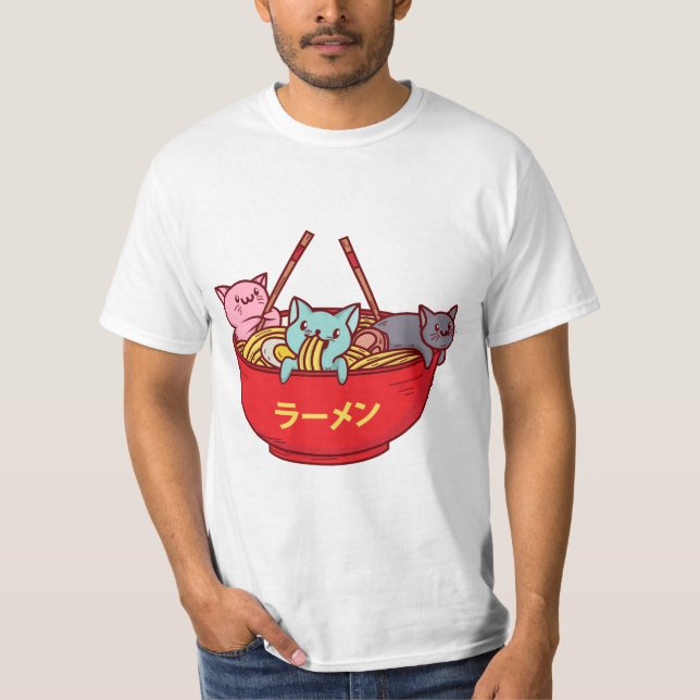Kawaii Anime-Katzelustige entzückende japanische T-Shirt (Vorderseite)