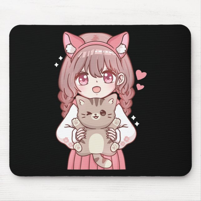 Kawaii Anime Kawaii Cat Lover Otaku Mousepad (Vorne)