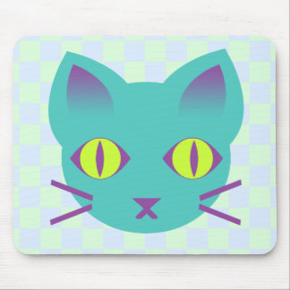 Kawaii Anime Kitty Cat Blue & Green Karos Mousepad